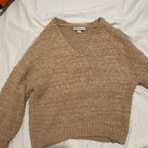 And Now This Women's V-Neck Tan Sweater